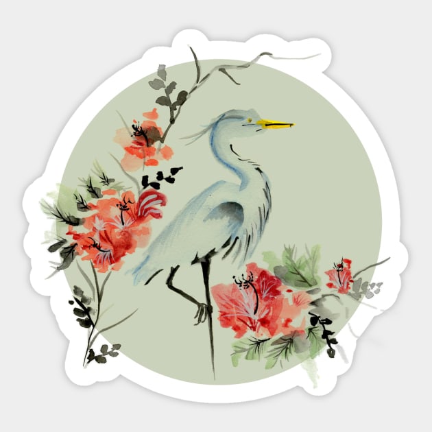 Crane Vignette Sticker by MerryMakewell